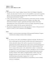 CASE DIGEST: AGLIPAY VS. RUIZ, G.R. NO. 45459, MARCH .